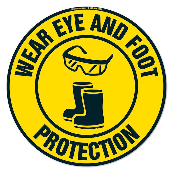 Signmission Wear Eye And Foot Protection 16in Non-Slip Floor Marker, 16" x 16", FD-C-16-99875 FD-C-16-99875 - main